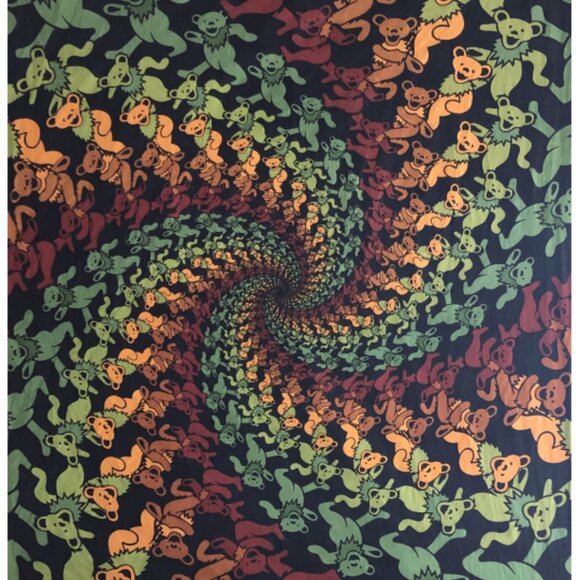 Grateful Dead Dancing Bears Wood Spiral Tapestry~ 60" x 90" ~Corner Loops ~ New! - Picture 2 of 5